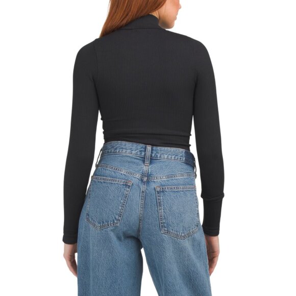 FREE PEOPLE Black Ribbed Turtleneck Bodysuit - Picture 2 of 2